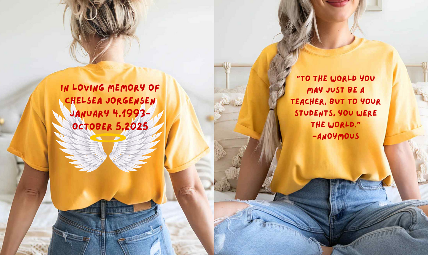 CHELSEA JORGENSEN MEMORIAL TEE SHIRT PRE ORDER