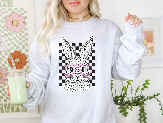 EASTER BUNNY BLACK CHECKERED "PINK GLASSES"