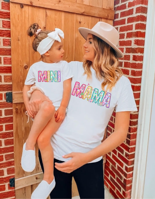 MINI MAMA EASTER PRINT "FAUX EMBROIDERY"