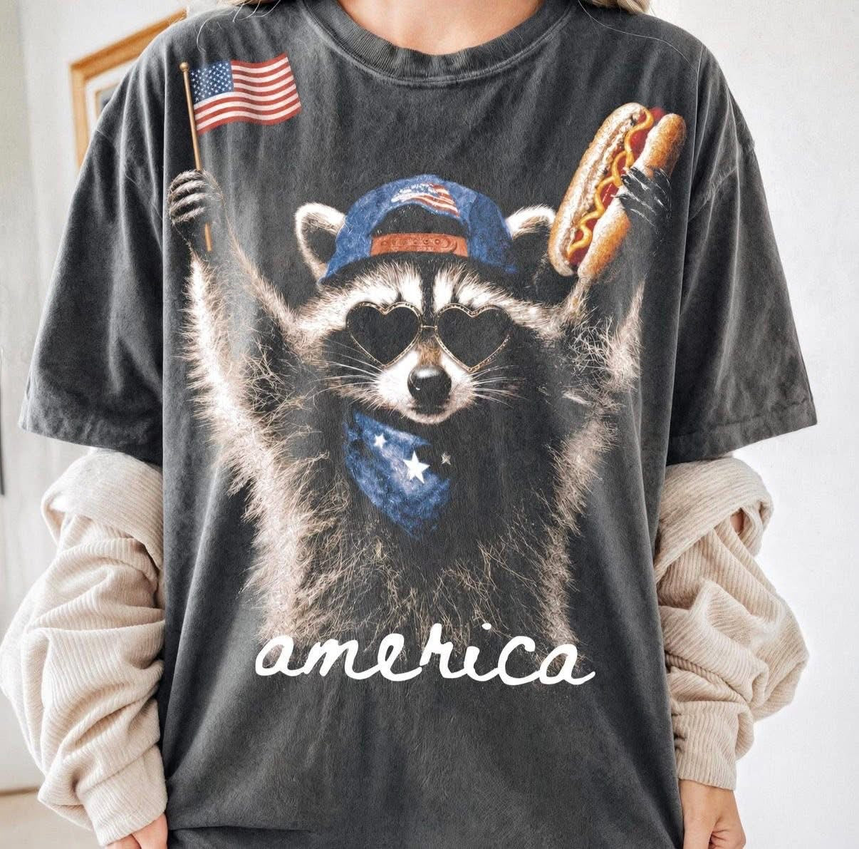 AMERICA RACCOON HOT DOG FLAG