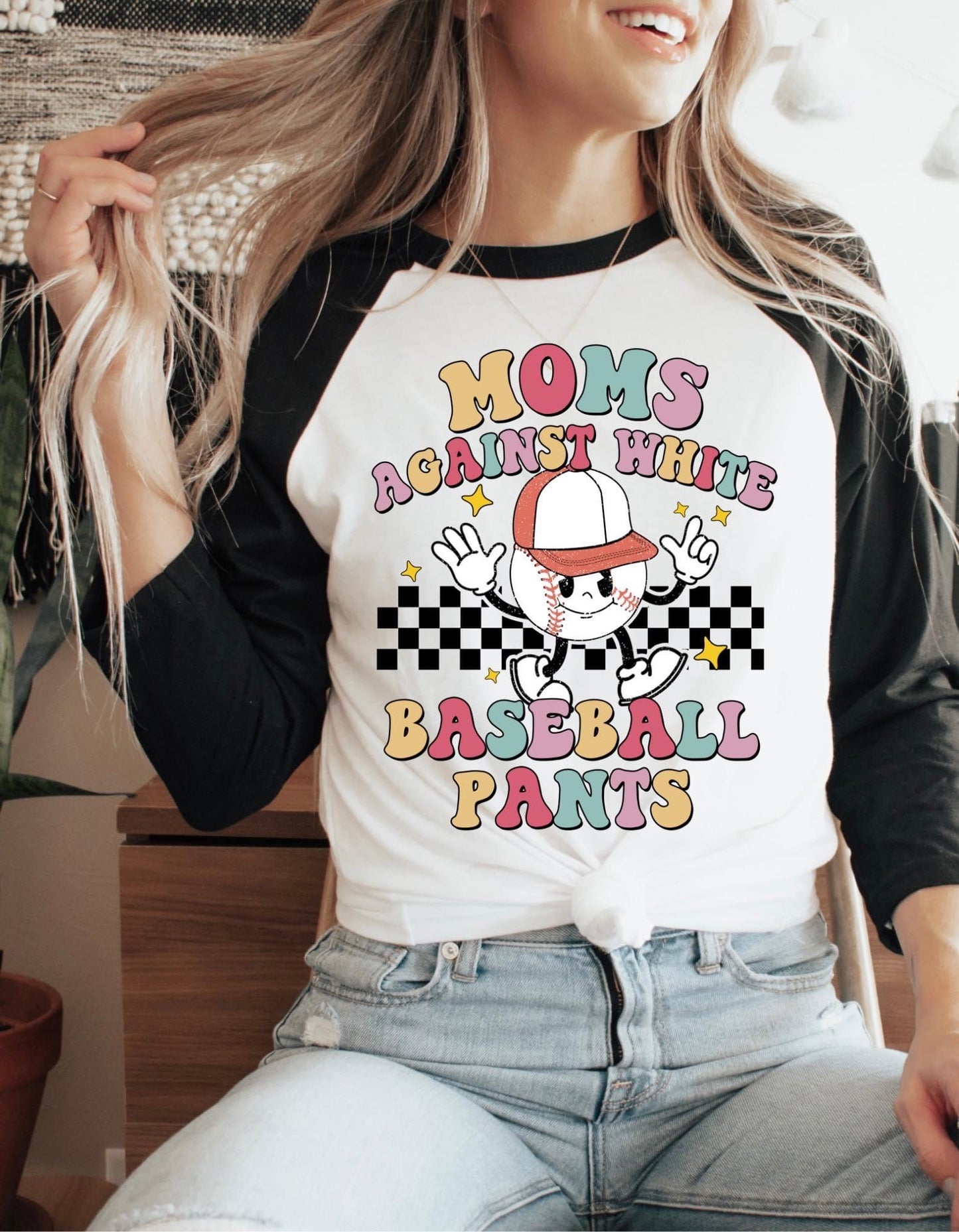 MOMS AGAINST WHITE BASEBALL PANTS