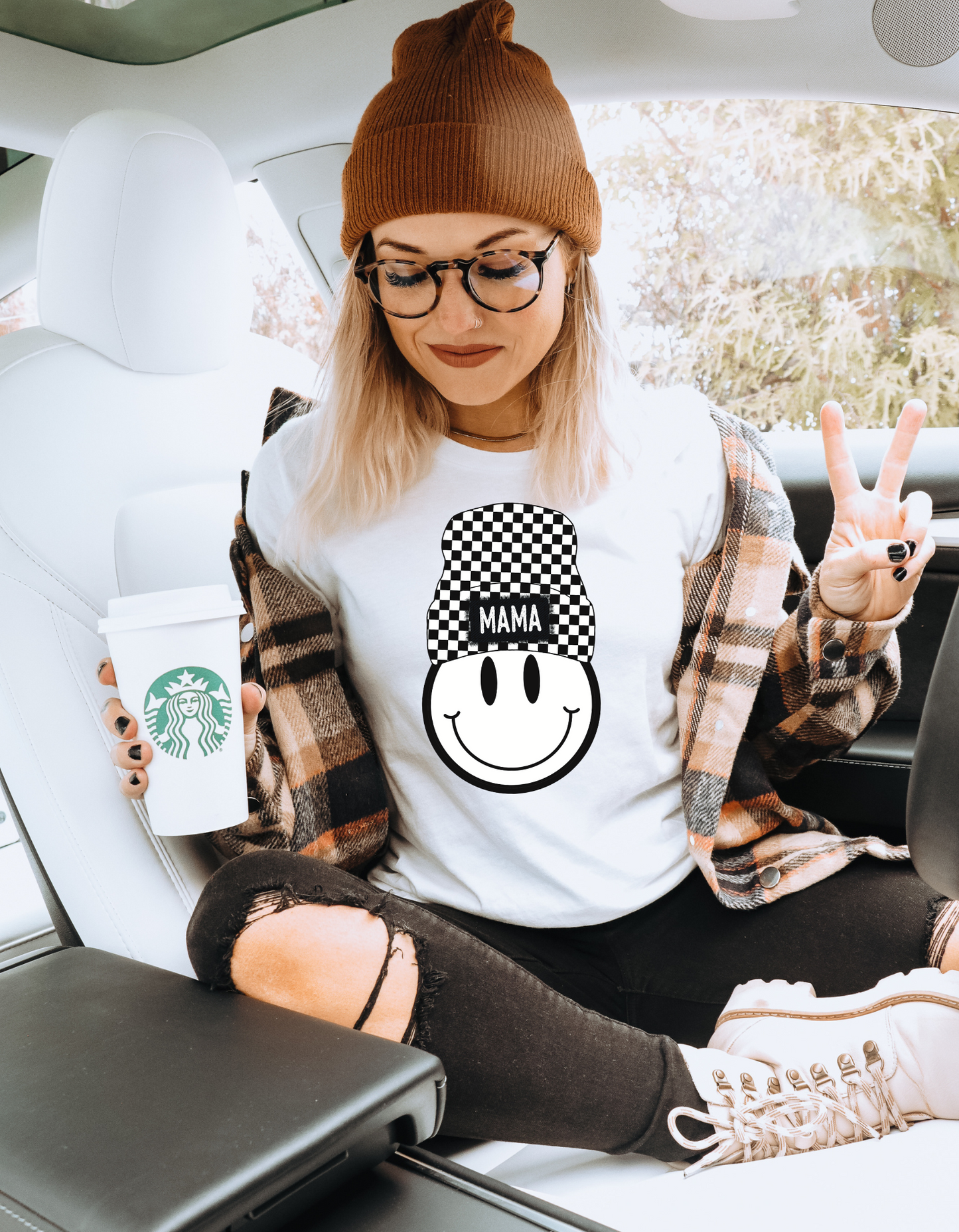 MAMA CHECKERED WINTER HAT