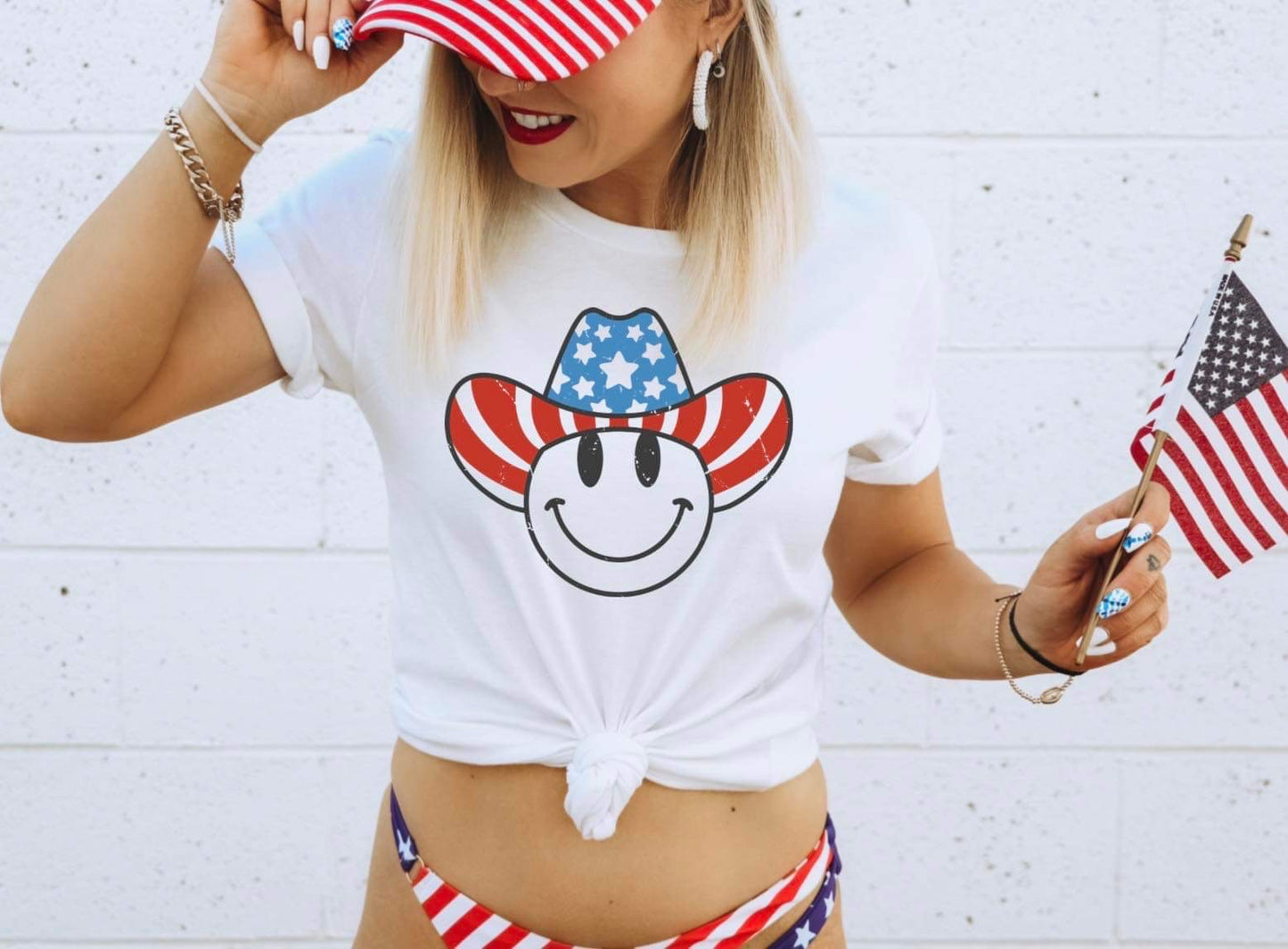 AMERICAN FLAG COWBOY HAT SMILEY