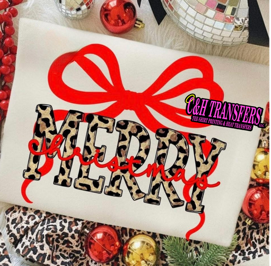 MERRY CHRISTMAS "LEP PRINT RD BOW"