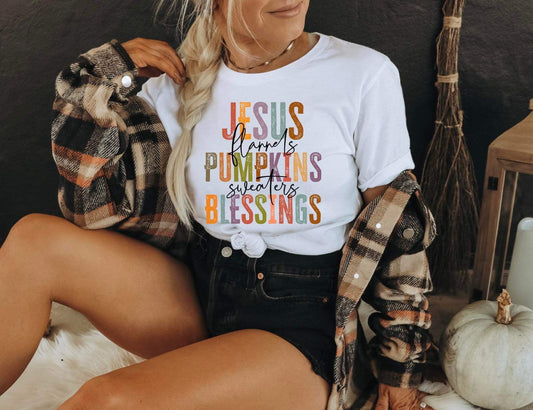 JESUS FLANNELS PUMPKINS SWEATERS BLESSINGS