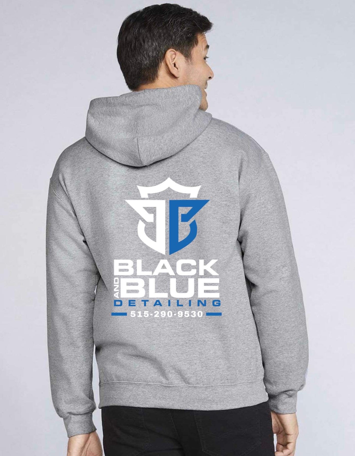 BLACK & BLUE DETAILING HOODIE "GILDN SF500 SPRT GRY"