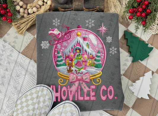 WHOVILLE & CO "PINK HOUSE" "FAUX EMBROIDERY"