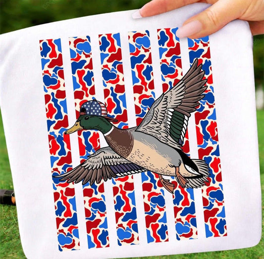 RED WHITE & BLUE CAMO DUCK