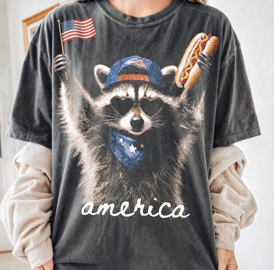 AMERICA RACCOON HOT DOG FLAG