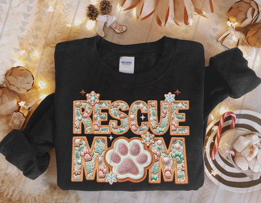 RESCUE MOM "FAUX EMBROIDERY"