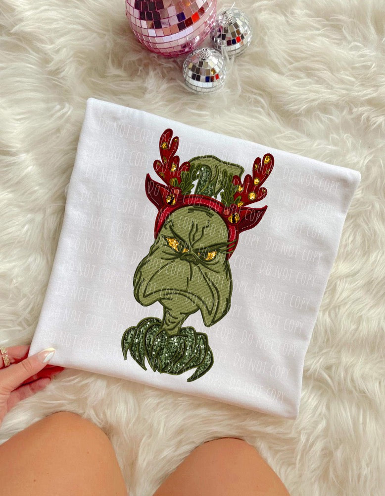 GRINCH "FAUX EMBROIDERY & FAUX SEQUINS"