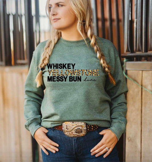 WHISKEY YELLOWSTONE MESSY BUN DONE